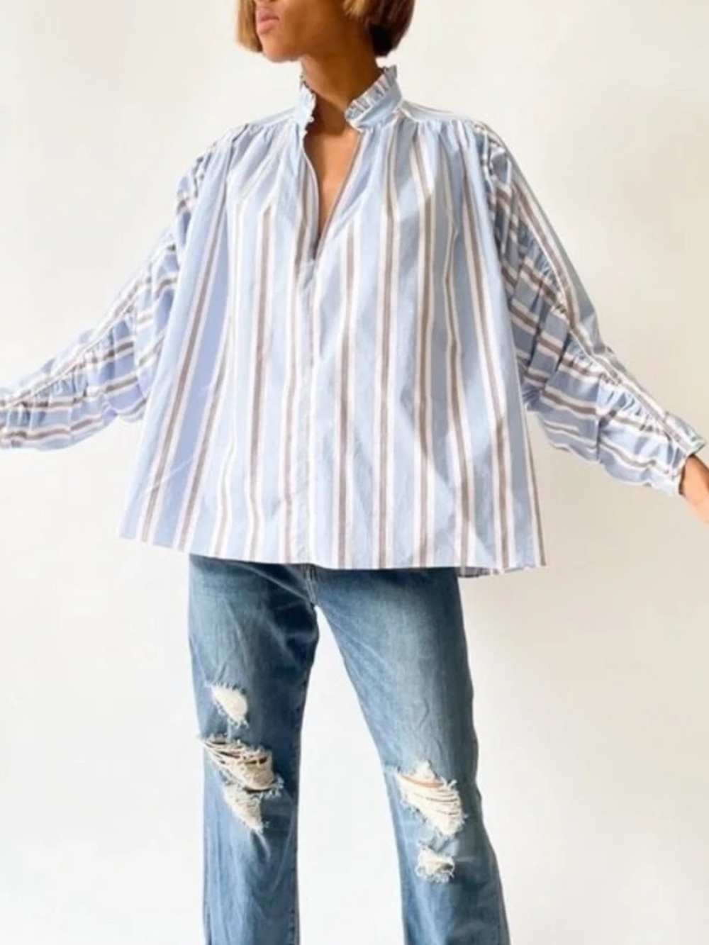 Anthropologie Maje “Lavia” Oversize Ruffle-Collar Blouse Size Fr 1 Small